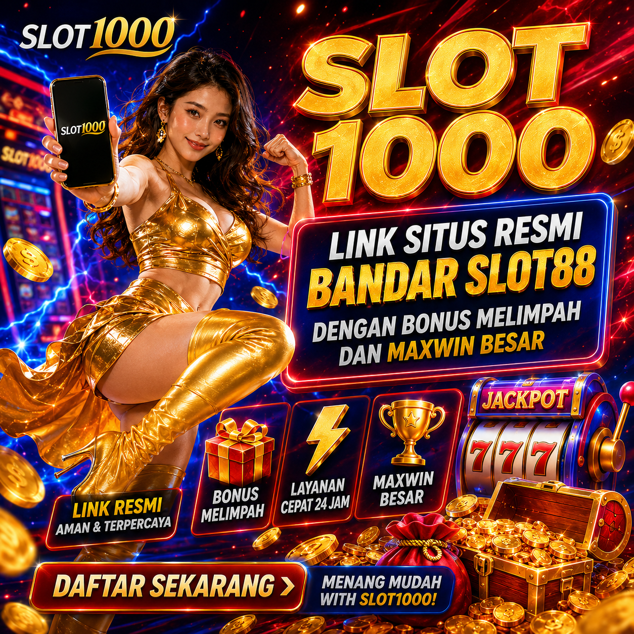 Slot 1000 : Link Situs Resmi Bandar Slot88 dengan Bonus Melimpah dan Maxwin Besar.